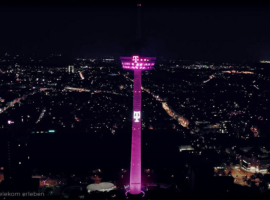 Cologne's TV tower illuminated in pink